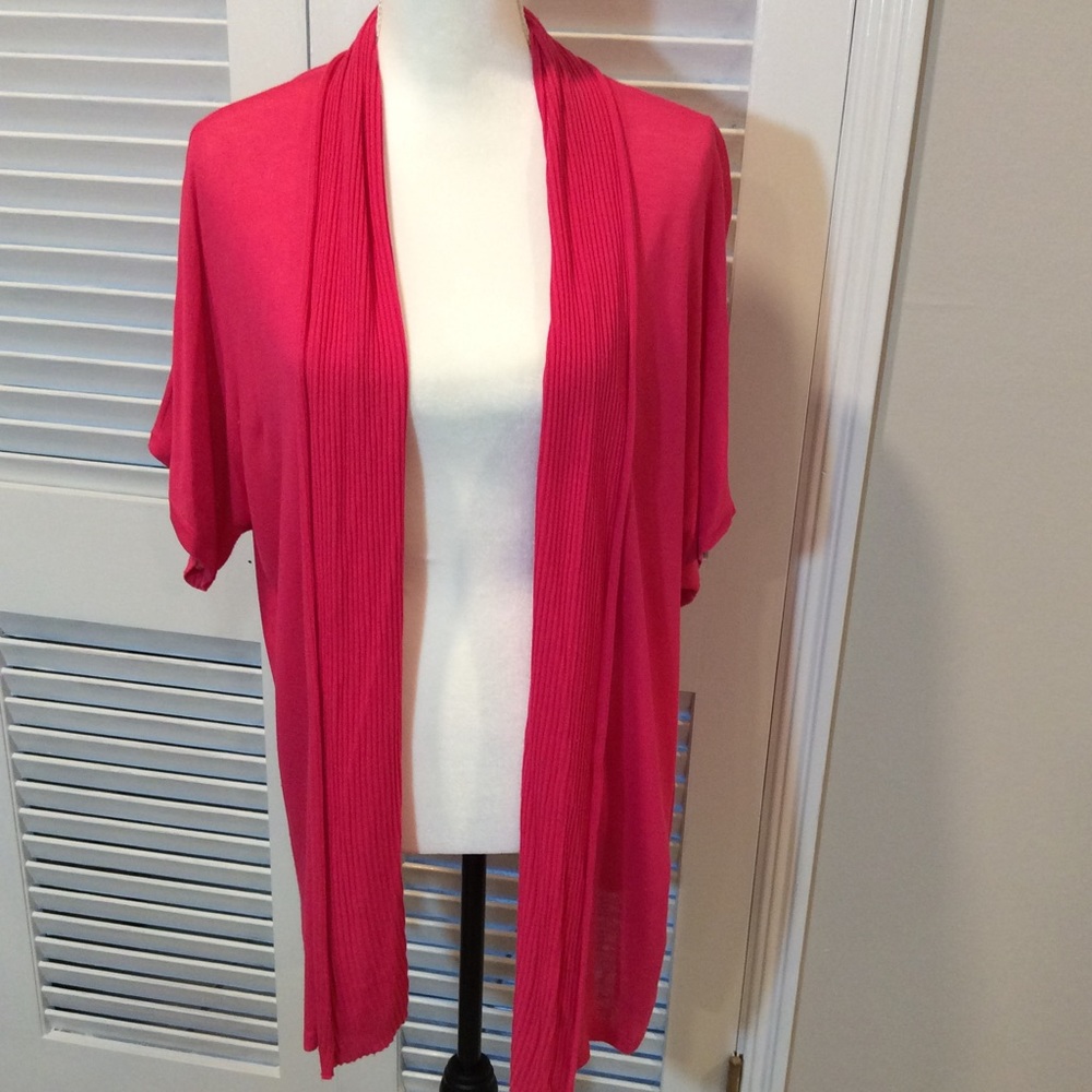 Chico’s Size 3 Hot Pink Open Front Cardi